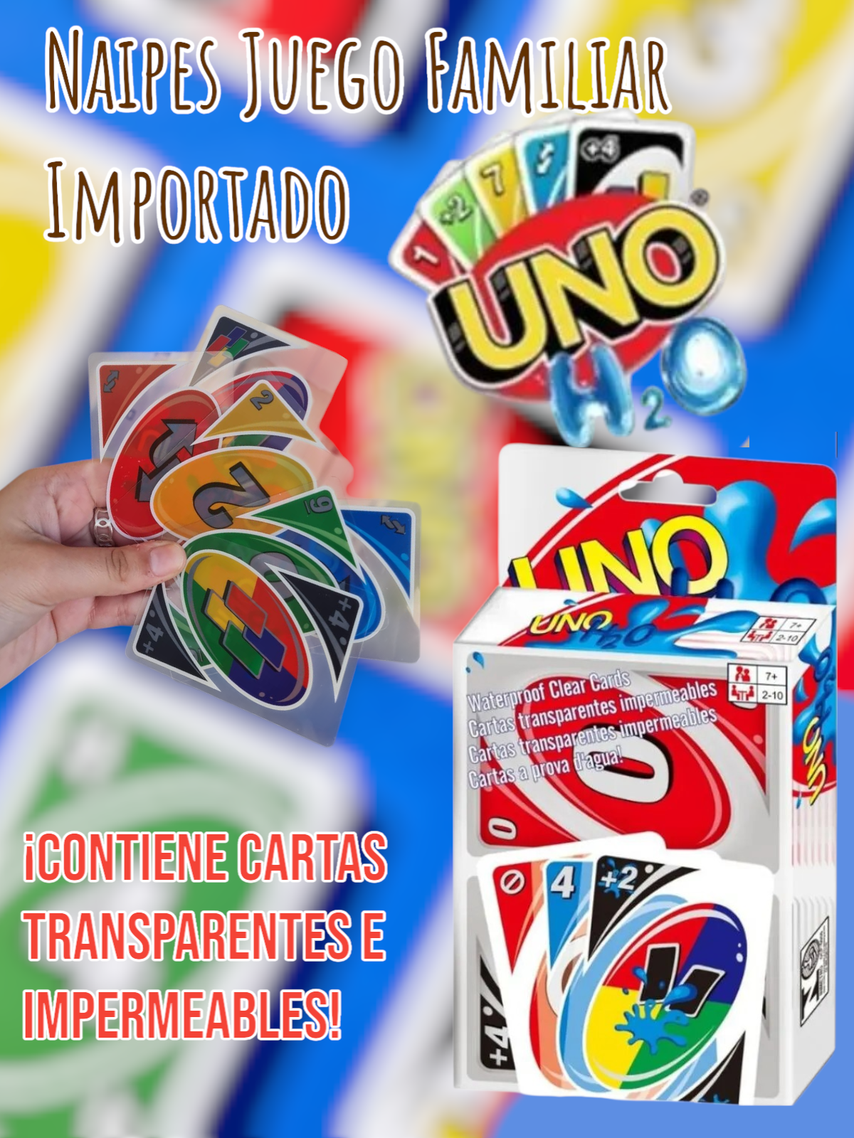 Naipes UNO H2O Juego Familiar Importado 