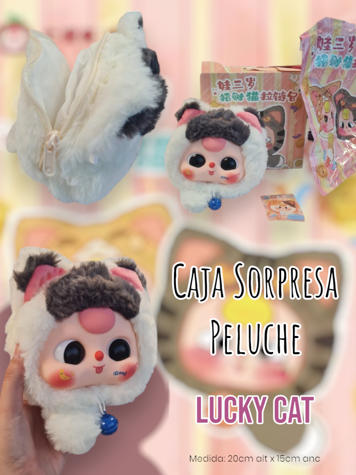 Caja Sorpresa Peluche Baby Three Lucky Cat 