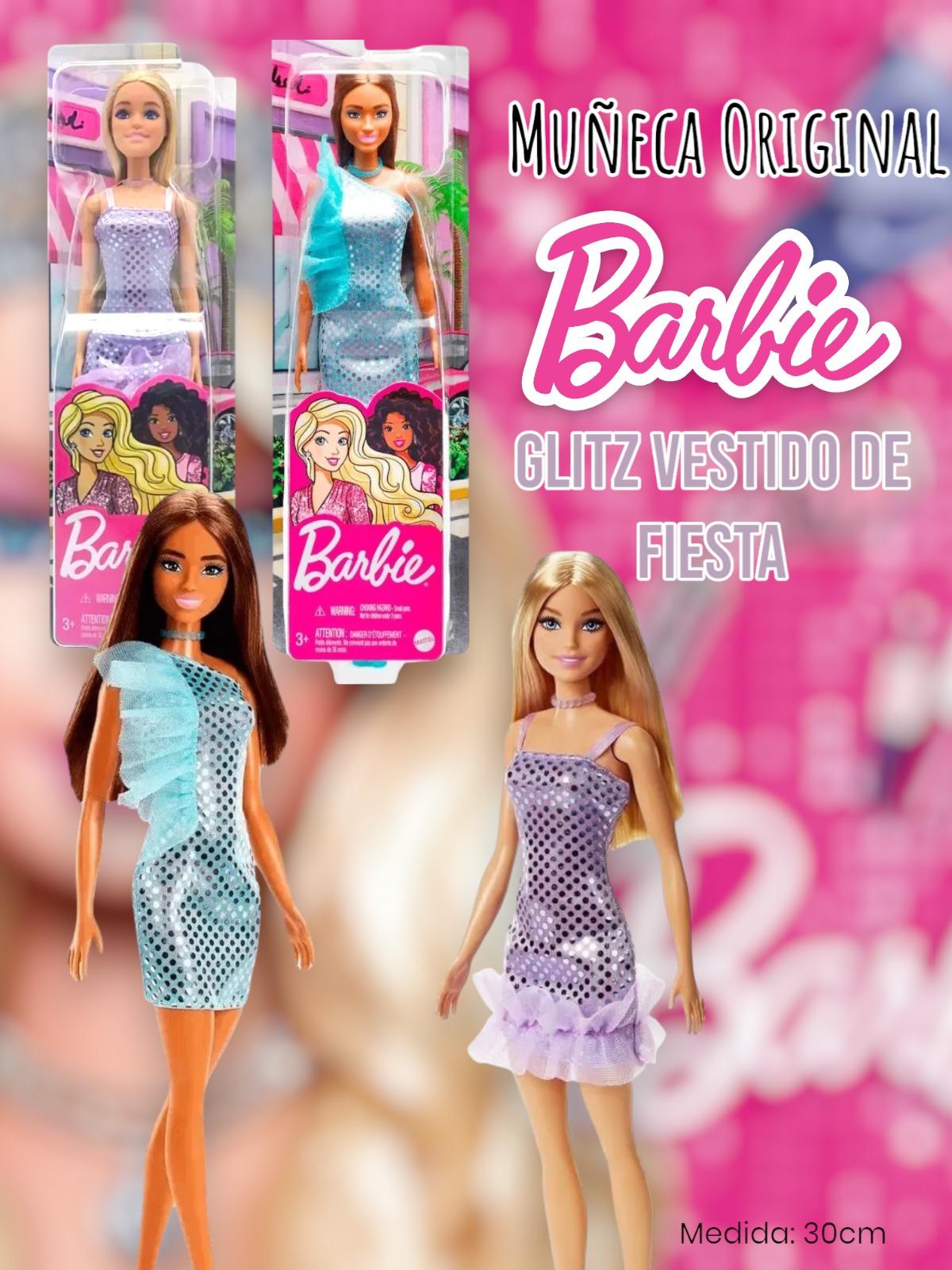 Muñeca Original Barbie Glitz Vestido de Fiesta 