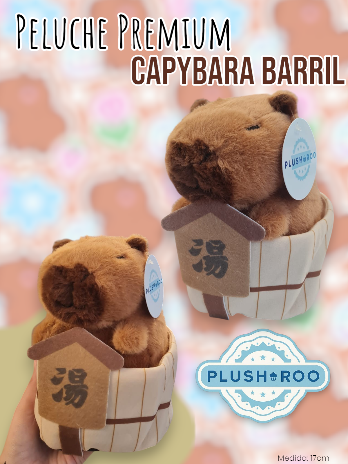 Peluche Premium PLUSHAROO Capybara Barril 17cm