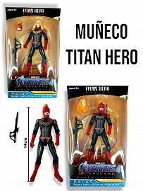 Muñeco Avengers Titan Hero CAPITANA MARVEL Accesorios 14 cm