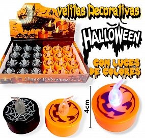 VELITAS DECORATIVAS a pilas (incluidas ) HALLOWEEN PARTY 4cm