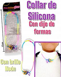 Collar de Silicona Con Dije de Formas 17cm