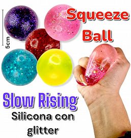 Squeeze Ball ( SLOW RISING) Silicona con Glitter 5cm