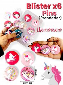 Blister de 6 PINS (Prendedor) UNICORNIO