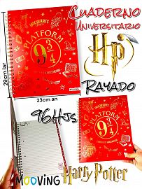 CUADERNO UNIVERSITARIO MOOVING A4 TAPA DURA 96 HJS. HARRY POTTER