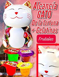 Gelatinas frutales + Alcancia GATO DE LA FORTUNA