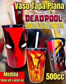 Vaso Tapa Plana con Sorbete con Sorbete DEADPOOL Y WOLVERINE
