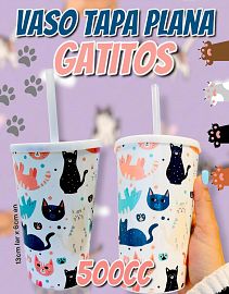 Vaso Tapa Plana con Sorbete GATITOS 500cc