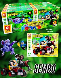 Block World Dinosaur x8 en Caja exhibidora SEMBO