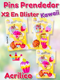 Pins Prendedor Acrilico Kawaii x2 En Blister