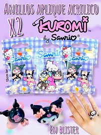 Anillo Aplique Acrilico x2 Kuromi en Blister