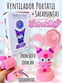 Ventilador Portatil + Sacapuntas Forma Kuromi 