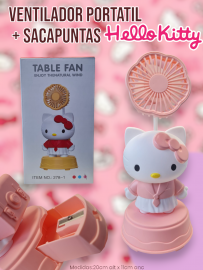 Ventilador Portatil + Sacapuntas Forma Hello Kitty