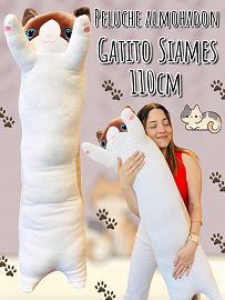 Peluche Almohadon Gatito Siames 110cm 