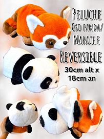 Peluche Reversible Oso Panda/Mapache 30cm 