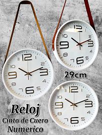 Reloj con Cinto de Cuero Numerico 29cm 