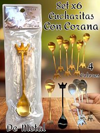 Set x 6 de Cucharitas con Coronas 4 Colores
