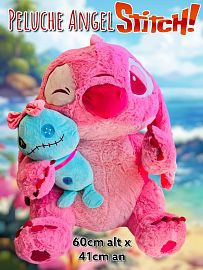 Peluche Angel Con Mascota Stitch 60cm 