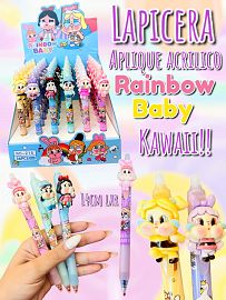 Lapicera Aplique Acrlico Rainbow Baby Kawaii