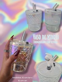 Vaso de Vidrio Tornasolado con Textura