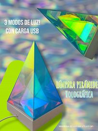 Lampara Piramide Holografica con cable USB