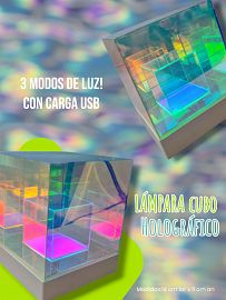 Lampara Cubo Holografico con cable USB
