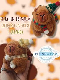 Peluchin Premium PLUSHAROO 2025 Capybara Con Gorro y Bufanda