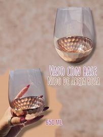 Vaso Con Base Nido de Abeja Rosa 650ml