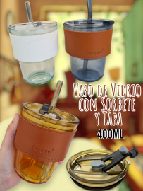Vaso de Vidrio Sorbete y Tapa 400ml