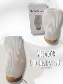 Velador Led Ondas 3D 24cm