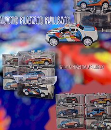 Autito Plastico Pullback En Caja Plastica Apilable