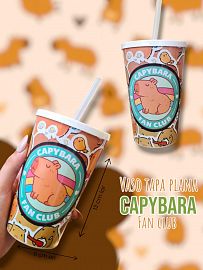 Vaso Tapa Plana con Sorbete Capybara Fan Club