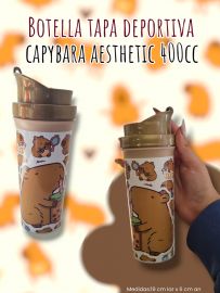  Botella Tapa Deportiva Capybara Aesthetic 400cc