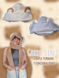 Gorro 3 en 1 Oso