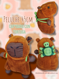 Peluche Capybara con Tortuga 45cm