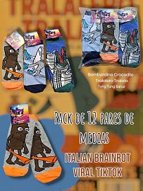 Set de 12 Pares de Medias Italian Brainrot Viral TikTok 
