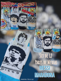 Set de 12 Pares de Medias Messi Maradona