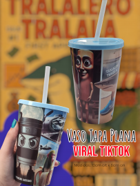 Vaso Tapa Plana Viral TikTok Tralalero