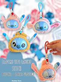 Identificador de mochila tipo labubu STITCH peluche + cabeza vinilica