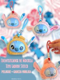 Identificador de Mochila Tipo Labubu STITCH Peluche + Cabeza Vinilica
