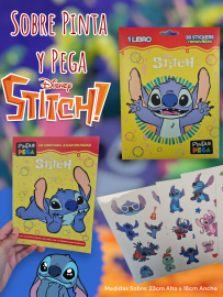 Sobre Pinta y Pega Stitch 1 Libro Para Colorear + 50 Stickers