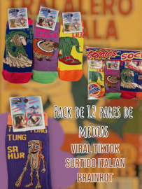 Set de 12 Pares de Medias Viral TikTok Surtido Italian Brainrot 