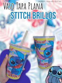 Vaso Tapa Plana Stitch Brillos