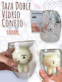 Taza Doble Vidrio Conejo 180ml 