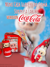 Mini Caja Llavero de Goma Sorpresa Labubu Version Coca Cola