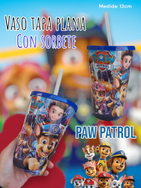 Vaso Tapa Plana Con Sorbete PawPatrol 