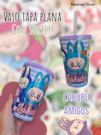  Vaso Tapa Plana Con Sorbete Labubu Amigos