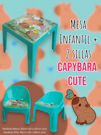 Mesa Infantil + 2 Sillas Capybara Cute