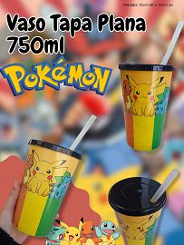 Vaso Tapa Plana 750ml Pokemon